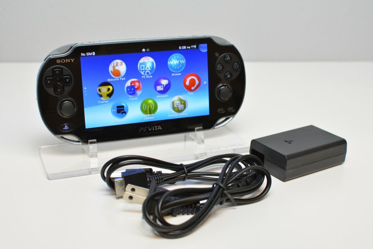 SONY PS Vita PCH-1000 / 1100 Black Model OLED Wi-Fi w/ Charger 