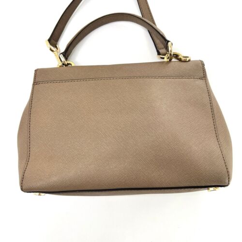 Michael Kors Beige Tan Ava Leather Crossbody Satchel Purse Handbag Medium - Picture 3 of 9