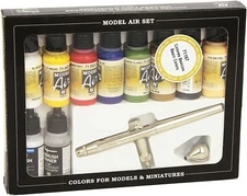 VLJ71167 Model Air Set - Steenbeck Double Action Ultra Airbrush +10 Basic Colors