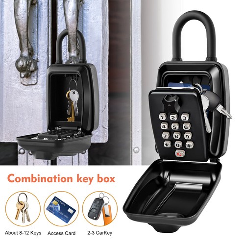 Key Lock Box Push Button Lockbox 12 Digit Combination Hanging Key Lock Storage - Picture 2 of 24