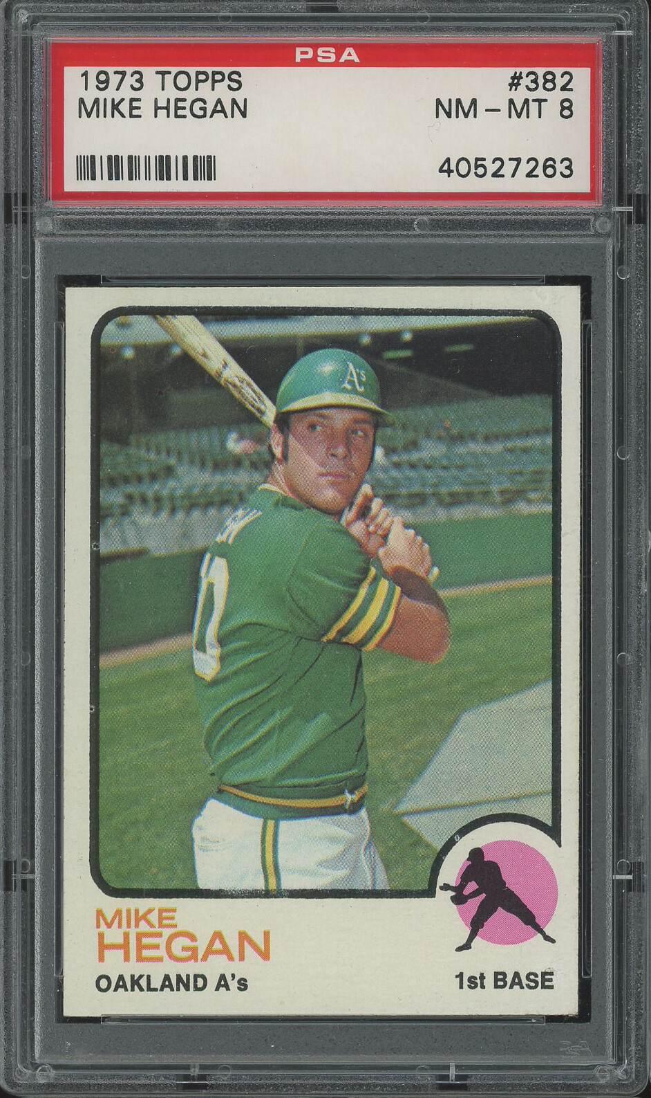 1973 Topps #382 Mike Hegan PSA 8 (BB02)