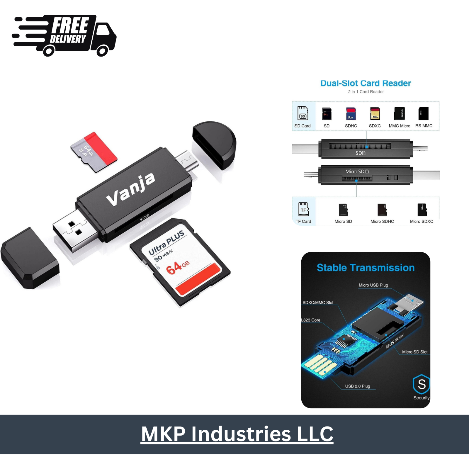 2TB USB 3.0 Flash Drive with SD Card Reader Foldable Thumb Stick Pen Storage-image