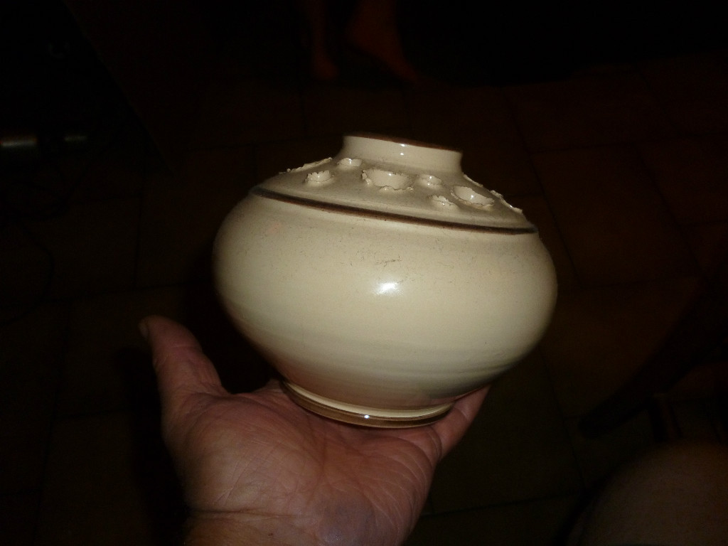 Vase Pique-Fleurs En Poterie - Chapuis Mâcon Flacé - Années 80 - Artisanat Français