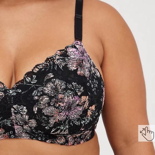 Torrid Neu mit Etikett leicht gefütterter bügelloser Alltag BH Blumenmuster 360° Rückenglättung 46C - Bild 4 von 11