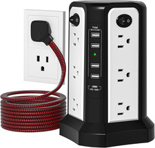 10FT Extension Cord with Multiple Outlets Surge Protector Power Strip with USB
