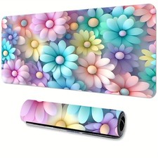 40 90cm Vibrant Floral Gaming Mouse Pad - Large Non-Slip Rubber Base, Washable D