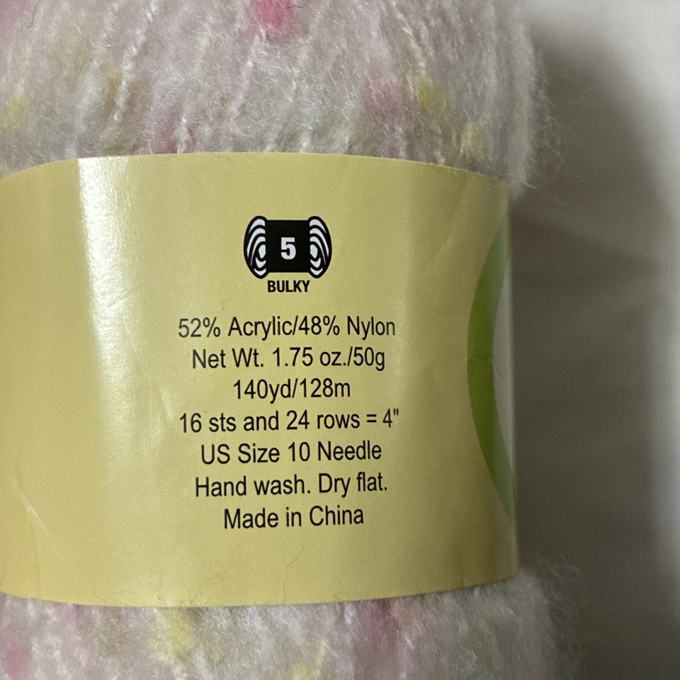 4 Skeins NOB HILL Jitterbug Tweed Yarn  Pale Varigated Yellow/Pink Flecks - Image 3 of 3