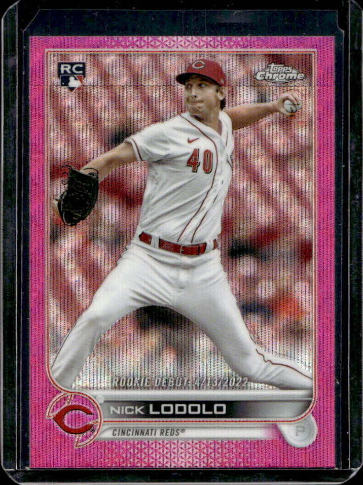 2022 Topps Chrome Update Nick Lodolo RC Pink Wave Refractor Rookie #USC65