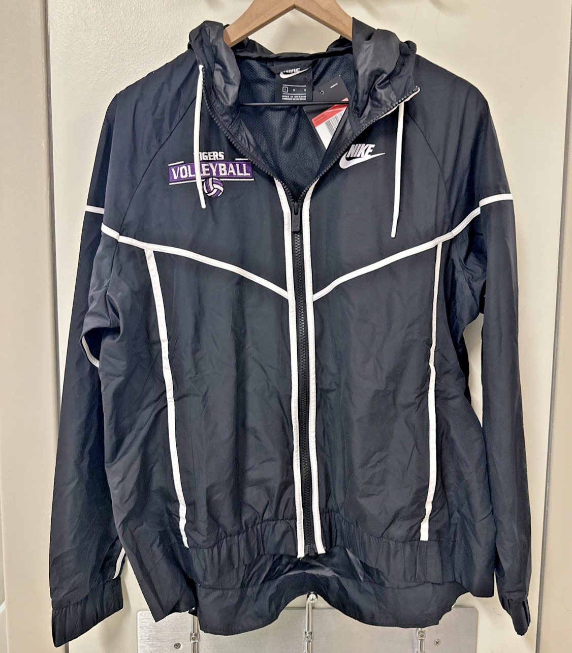 SACAI X NIKE Giacca Nike donna taglia large Windrunner full zip con cappuccio 898725 010 ricamata