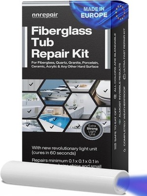 Fiberglass Tub Repair Kit (Clear, White Acrylic & Dark White Color) - Fix You