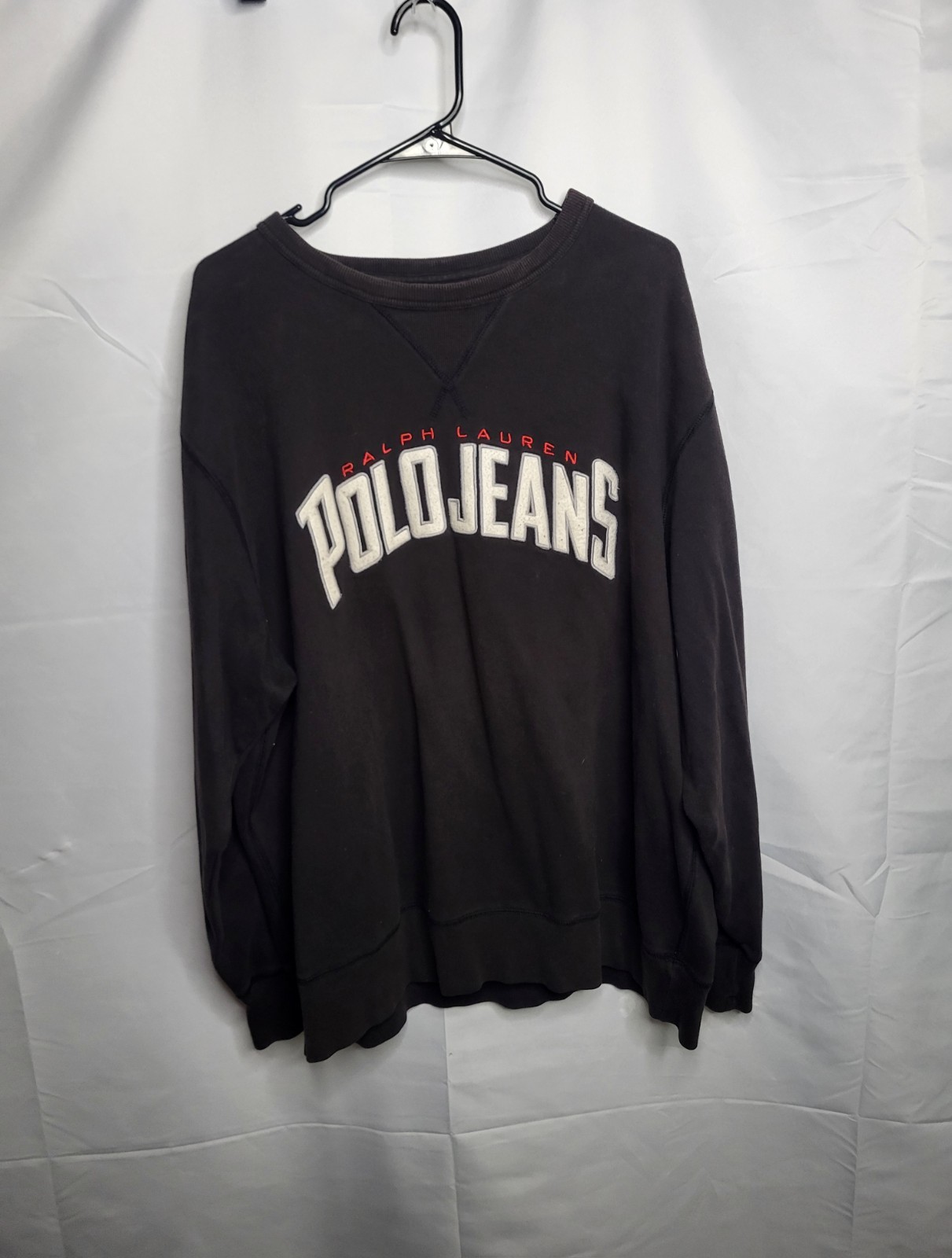 Vintage Polo Jeans Co Ralph Lauren Sweatshirt Men XXL Black Spellout Arch...