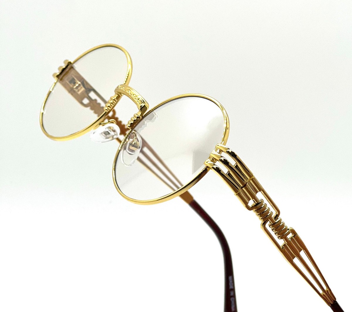 Men's Round Sunglasses - Gold Metal Frame, Brown Gradient Lens, Hip Hop Rap Style