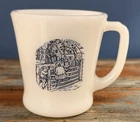 Vintage Milk Glass Coffee Cup Currier And Ives Mug