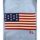 Bid POLO RALPH LAUREN American Flag Cotton Sweater Light Blue Men's Medium NWT — photo 4