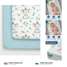 2-Pack Pack N Play Sheets - Playard Mattress Sheets - 38 x 26in, Elephant  F...