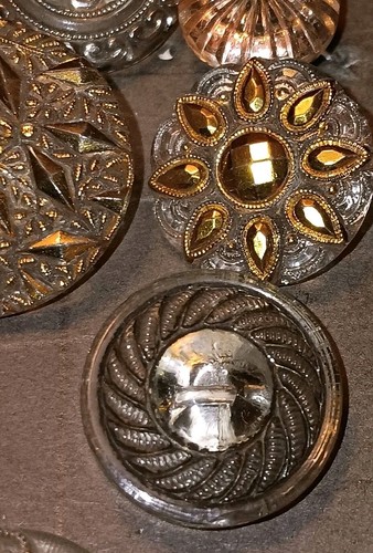 20 Vintage Tschechische Glasknöpfe ~ Gold & Silber Glanz ~ Atemberaubende Glanz Akzente - Bild 16 von 22