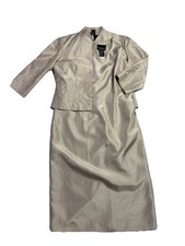 Positive Attitude Women s Petite 4P Gold 2 Pcs Set Dress Jacket Old Money Gem