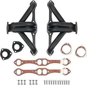 SBC Block Hugger Headers Black Fits 283-400 Hot Rod Street Rod