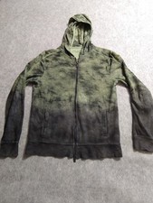 John Varvatos Hoodie Men'sSmall Army Green Antone Jacquard  Overdye Zip