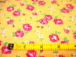 Vintage Feed Sack: Red FLowers on Bright Yellow Background