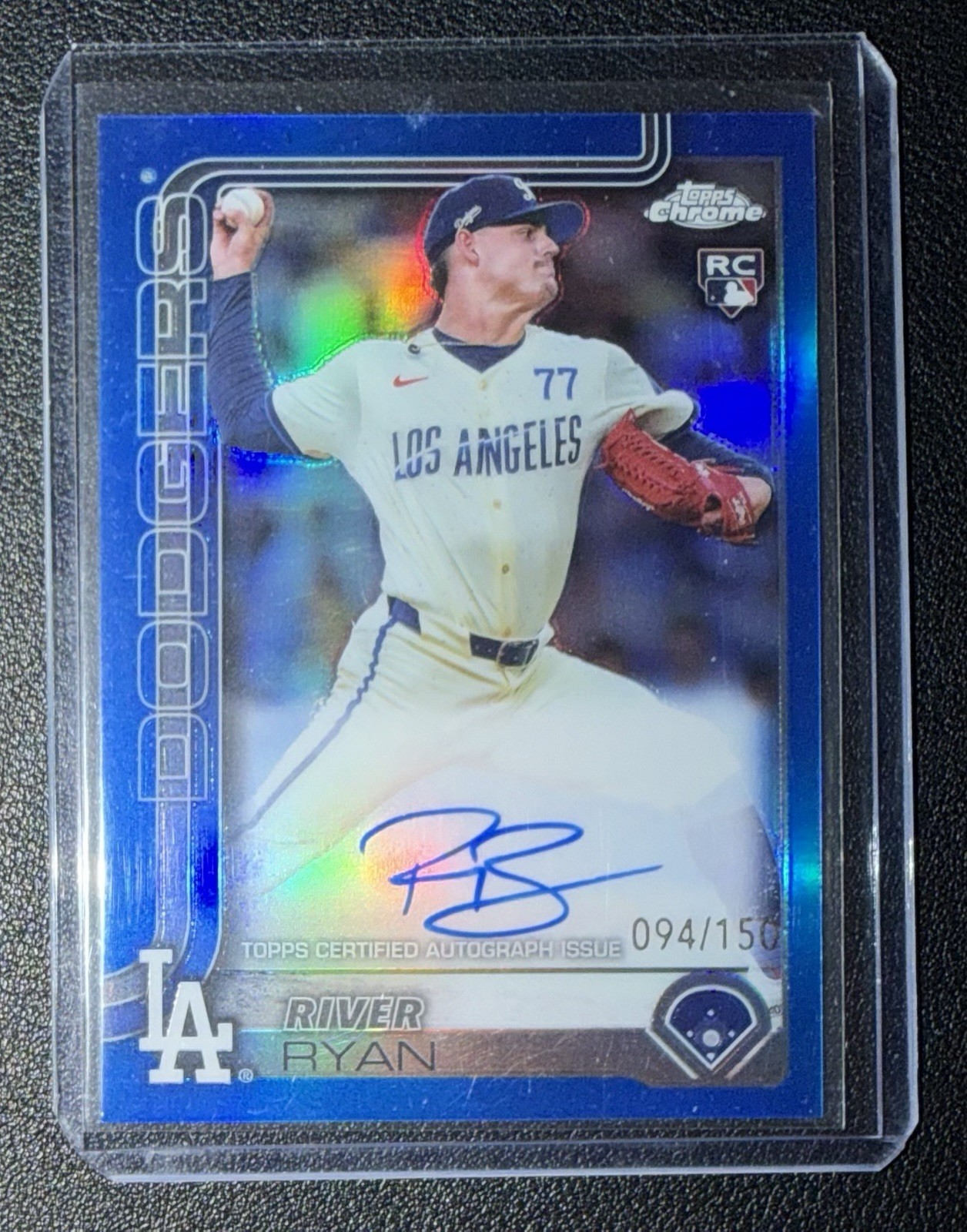 2025 Topps Chrome River Ryan #RA-RR Blue Refractor Rookie Auto /150 Rookie RC