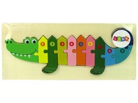 Drewniane Puzzle Krokodyl Liczby Lean Toys