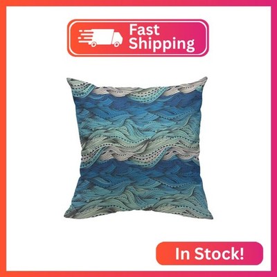 TKS MITLAN Abstract Wave Pillow Covers 18 x 18 Inch Ocean Sea Water Gradient Blu