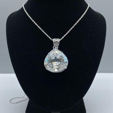 Faceted Mystic Topaz Pear Pendant Necklace: Rainbow Gemstone, Silver Chain