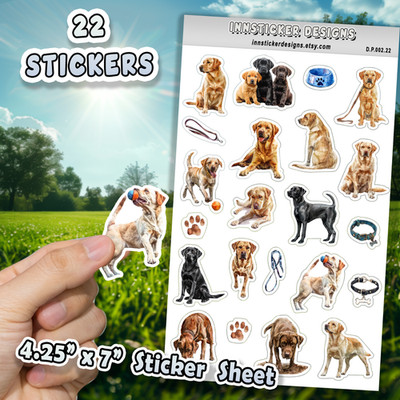 Labrador Retriever Dog Stickers for Journals, Scrapbooks, Planners, Glossy,Matte