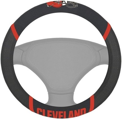 Cleveland Browns Premium 15 Inch Black Emroidered Steering Wheel Cover