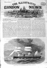 Original Old Antique Print 1866 Turkish Iron Clad Ship Abdul Aziz Glasgow 19th