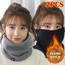 2Pack Winter Thermal Neck Warmers, Knitted Gaiter Warm Scarf
