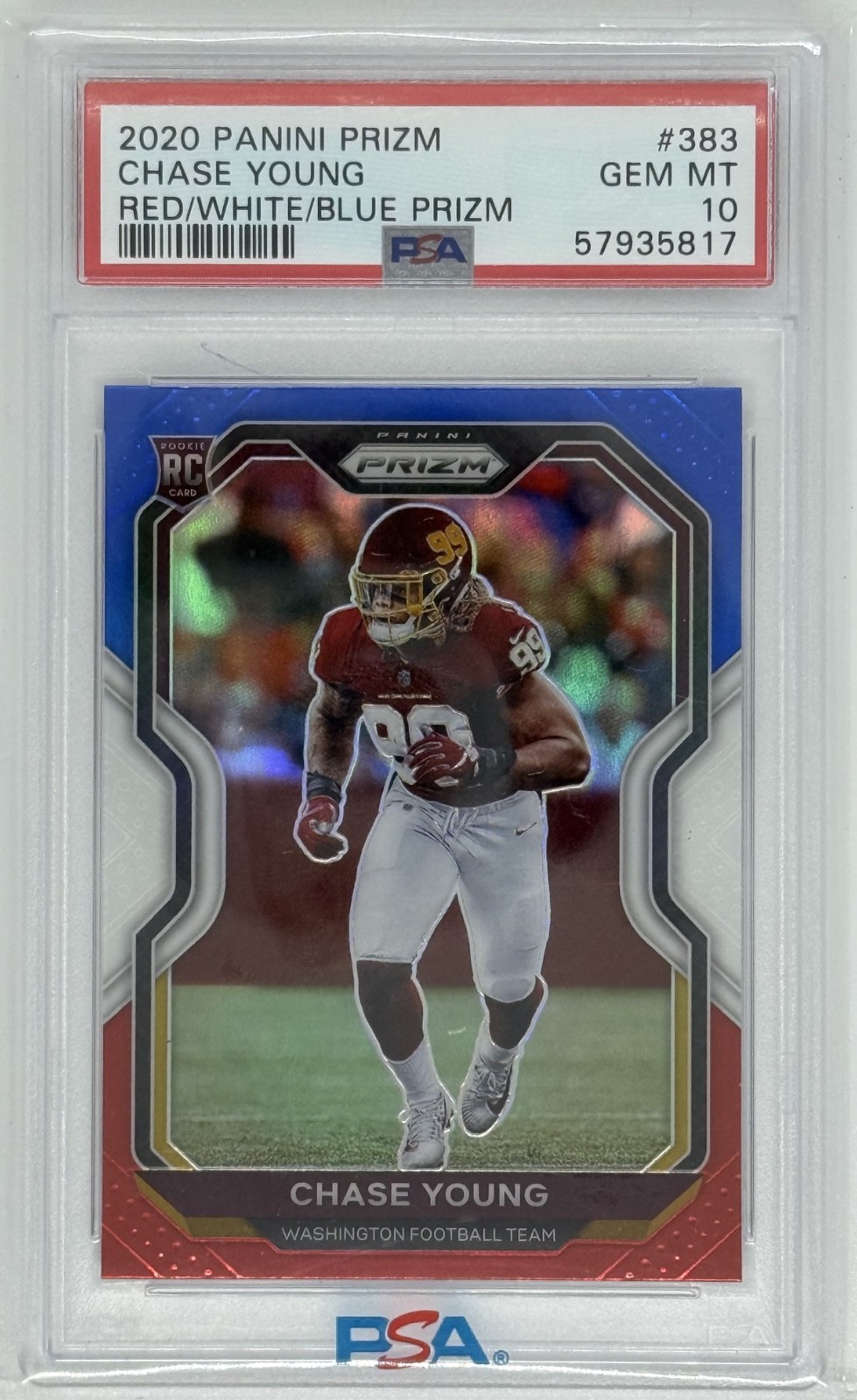 CHASE YOUNG 2020 Panini Prizm #383 Red White Blue RC PSA 10