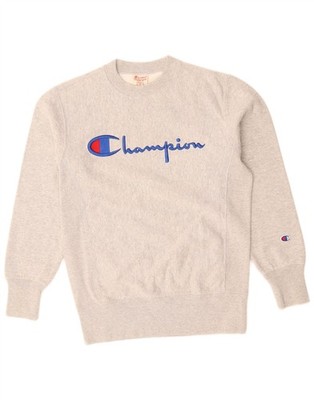Champion Herren Grafik Sweatshirt Pullover Small Grau Gefleckt Baumwolle AN10
