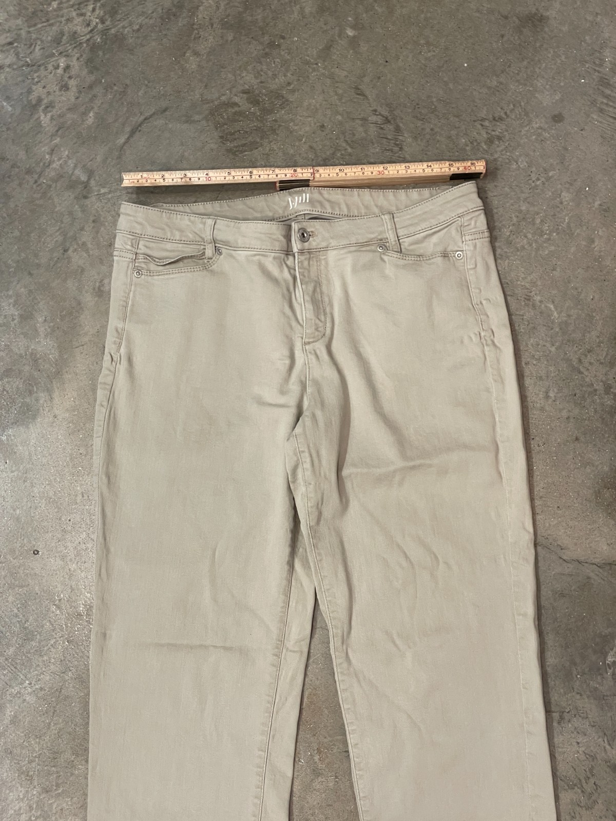 J.Jill Slim Boyfriend Jeans Pants Womens 12 Tan Stretch Straight Fit Casual thumbnail 7