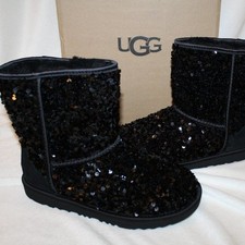 NIB UGG STELLAR SEQUIN CLASSIC SHORT SHEARLING LINED BOOTS SZ 7