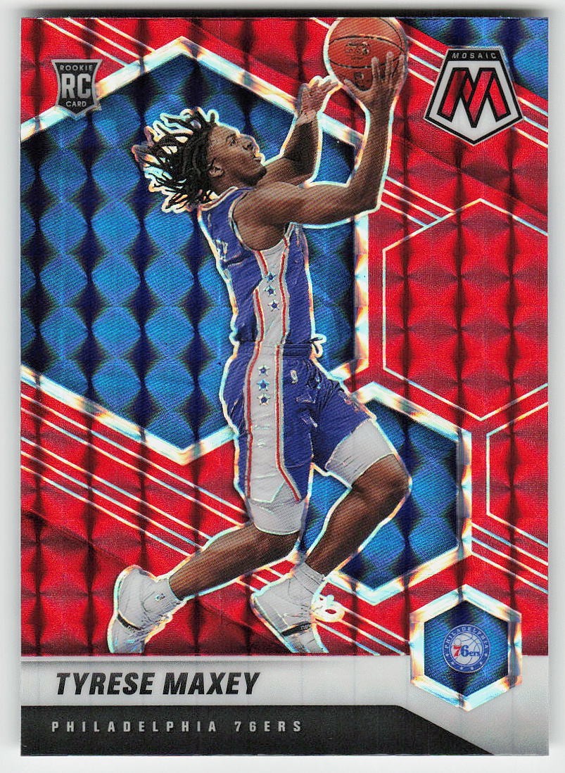 2020-21 Panini Mosaic #203 Tyrese Maxey Mosaic Red