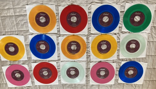 The Beatles Jukebox Color Vinyl 45 Lot Of 14 / New Collected Never Used