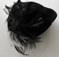 Vintage 1940's Black Velvet and Feathers Fascinator Hat Prop Costume