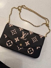 Louis Vuitton Monogram Chain Shoulder Bag Black Pink Gold Hardware
