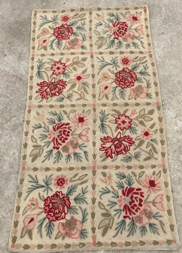 Vintage Artisan Made Hand Woven Kashmiri Floral Kilim Rug Carpet 120x62 cm