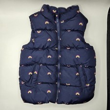 Old Navy Toddler Girls Size 3T Sleeveless Puffer Vest Navy with Rainbows EUC