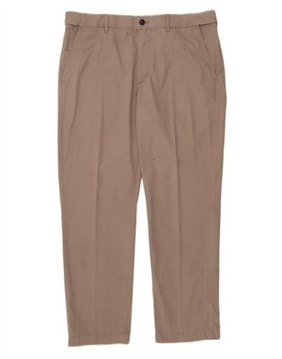 Marks & Spencer Mens Straight Chino Trousers W34 L29 Beige Cotton BC18