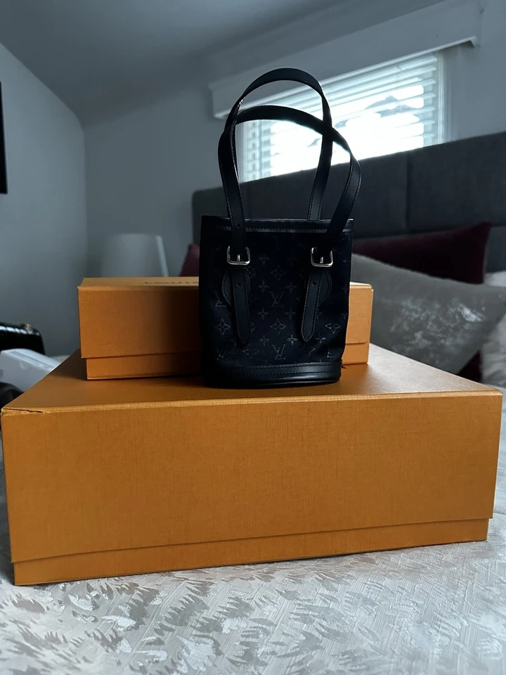 Louis Vuitton Monogram Satin Little Bucket Mini Handbag M92144 Noir 241213N - Image 3 of 4