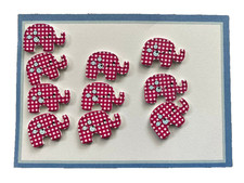 10 novelty red check, craft, wooden  elephant buttons, 2 holes. Back is white.