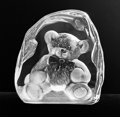Dartington England Sm Glass Capredoni Miniature Bear Crystal Paperweight SIGNED
