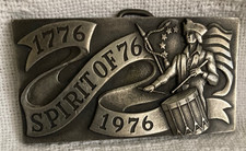 UNITED STATES OF AMERICA BICENTENNIAL 1776 SPIRIT OF 76 1976 VINTAGE BELT BUCKLE