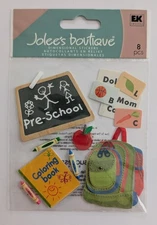 Jolee's Preschool Scrapbook Stickers Backpack Chalkboard Coloring Book Crayons