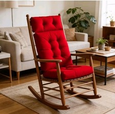 LYLNBYWK 3-Piece Rocking Chair Cushion Set High Back Wine Red 19" Tufted