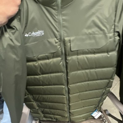 Columbia Titanium Men's Green Puffer Jacket Faux Fur Full Zip Outdoor L New Tags